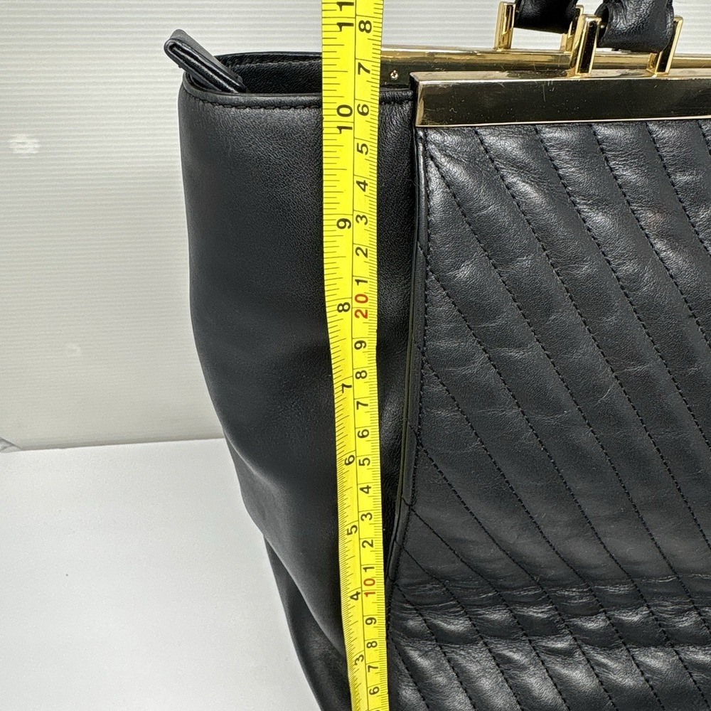 Michael Kors Black Chevron Quilted Leather Tote Satchel Gold Hardware Large - Picture 11 of 12